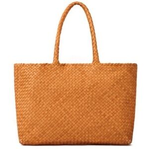 Elegant Tan Woven Tote Bag